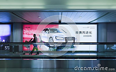 Large Audi advertising in Beijing Capital International Airport, China Editorial Stock Photo